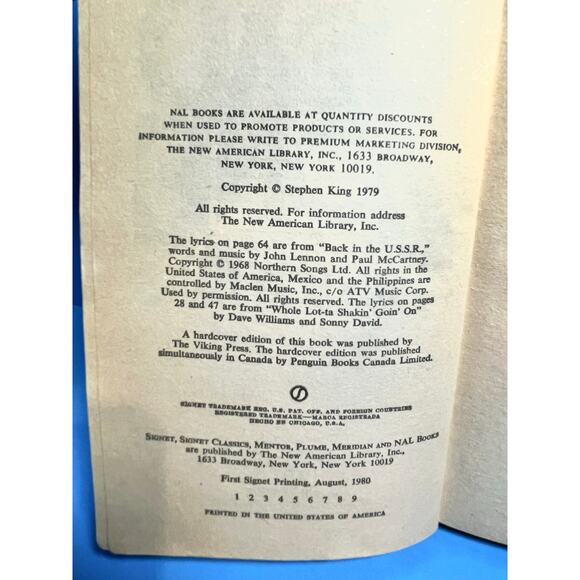 Stephen King The Dead Zone Vintage 1980 1st Signet Paperback Horror Thriller - Picture 5 of 7